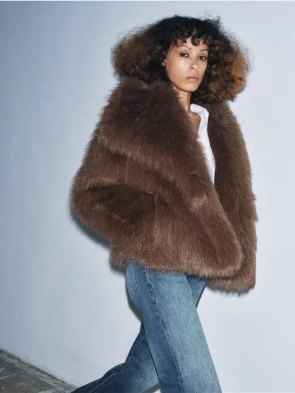 ZARA  FAUX FUR SHORT COAT - Picture 2 of 15